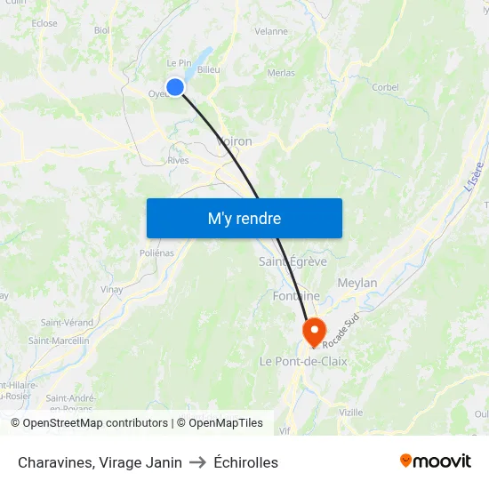 Charavines, Virage Janin to Échirolles map