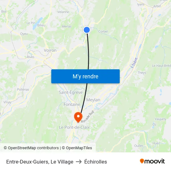 Entre-Deux-Guiers, Le Village to Échirolles map