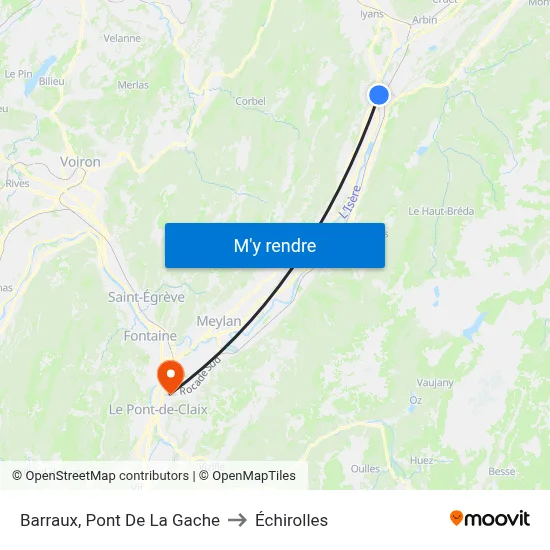 Barraux, Pont De La Gache to Échirolles map