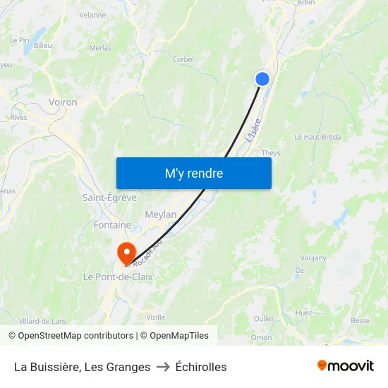 La Buissière, Les Granges to Échirolles map