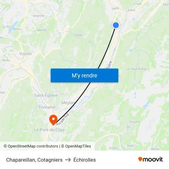 Chapareillan, Cotagniers to Échirolles map