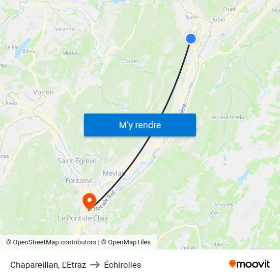 Chapareillan, L'Etraz to Échirolles map