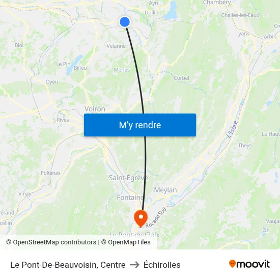 Le Pont-De-Beauvoisin, Centre to Échirolles map