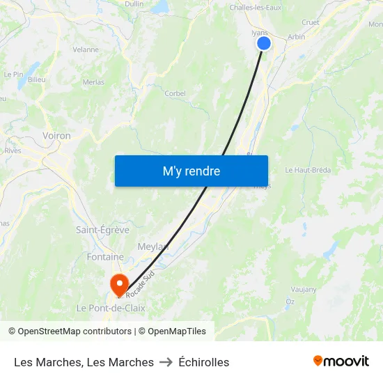Les Marches, Les Marches to Échirolles map