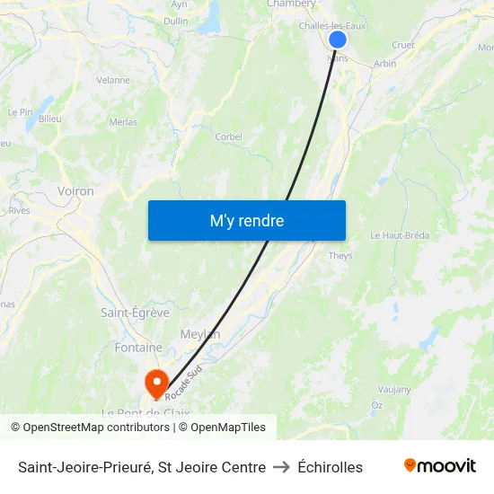 Saint-Jeoire-Prieuré, St Jeoire Centre to Échirolles map