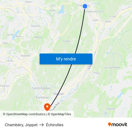 Chambéry, Joppet to Échirolles map