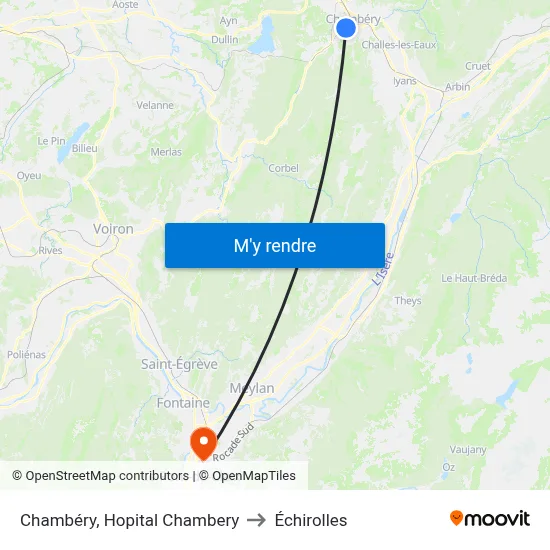 Chambéry, Hopital Chambery to Échirolles map