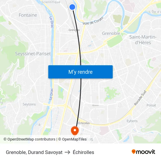 Grenoble, Durand Savoyat to Échirolles map