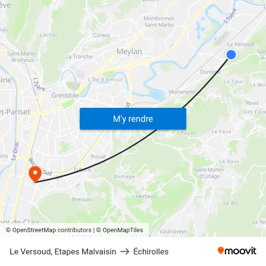 Le Versoud, Etapes Malvaisin to Échirolles map