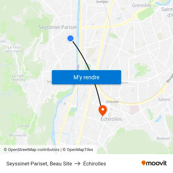 Seyssinet-Pariset, Beau Site to Échirolles map