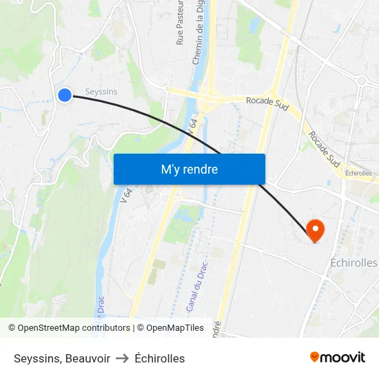 Seyssins, Beauvoir to Échirolles map