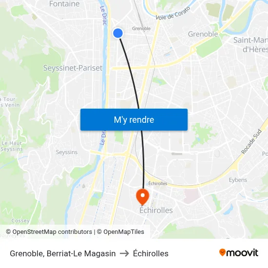Grenoble, Berriat-Le Magasin to Échirolles map