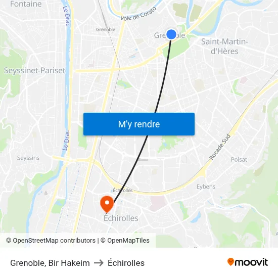 Grenoble, Bir Hakeim to Échirolles map