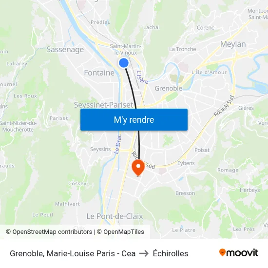 Grenoble, Marie-Louise Paris - Cea to Échirolles map