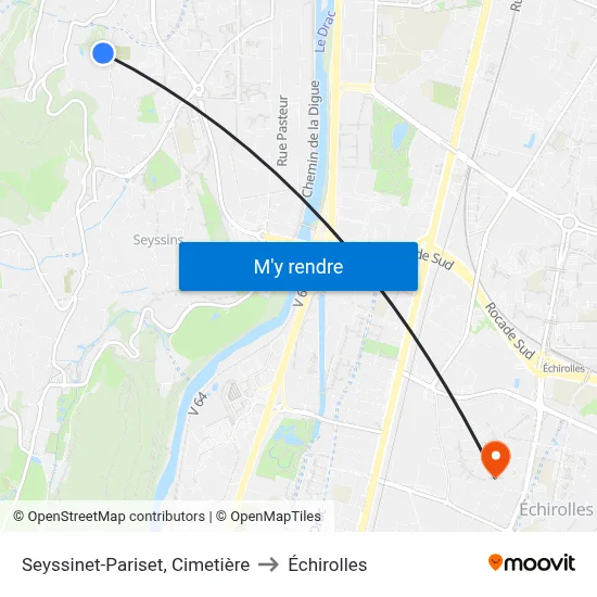 Seyssinet-Pariset, Cimetière to Échirolles map