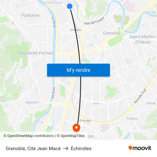 Grenoble, Cité Jean Macé to Échirolles map