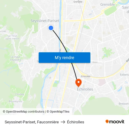Seyssinet-Pariset, Fauconnière to Échirolles map