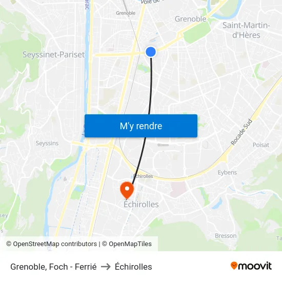 Grenoble, Foch - Ferrié to Échirolles map
