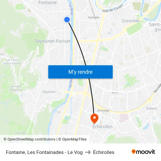 Fontaine, Les Fontainades - Le Vog to Échirolles map