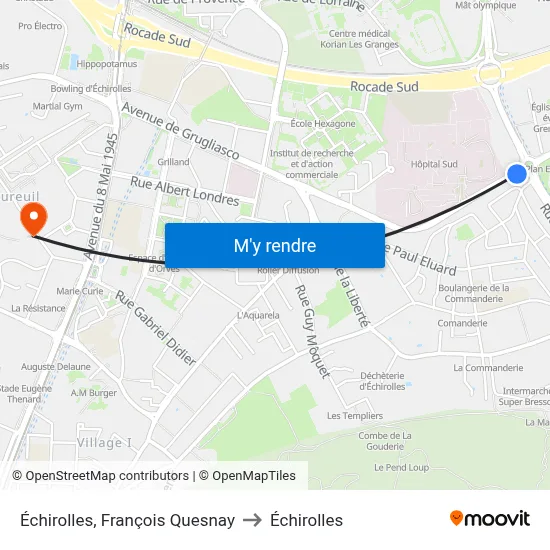 Échirolles, François Quesnay to Échirolles map