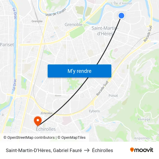 Saint-Martin-D'Hères, Gabriel Fauré to Échirolles map
