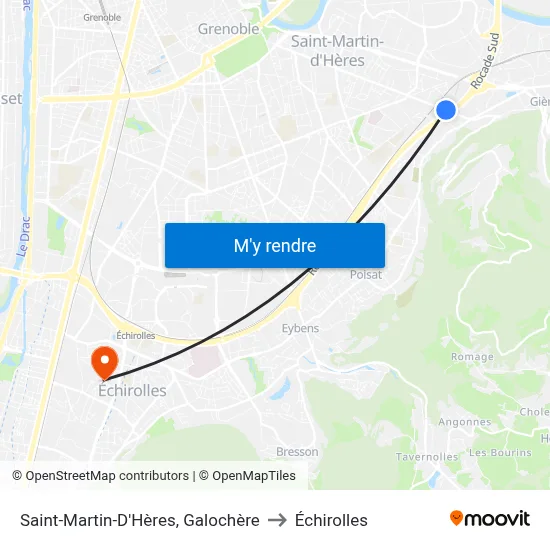 Saint-Martin-D'Hères, Galochère to Échirolles map