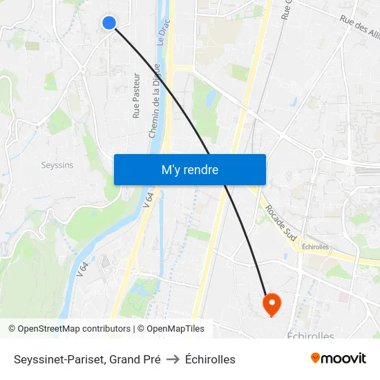 Seyssinet-Pariset, Grand Pré to Échirolles map