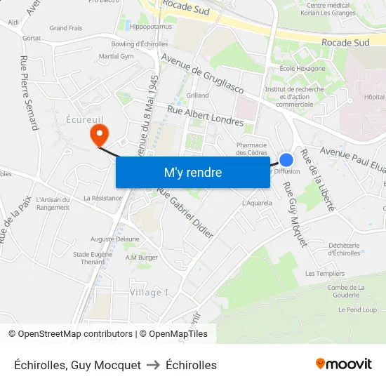 Échirolles, Guy Mocquet to Échirolles map