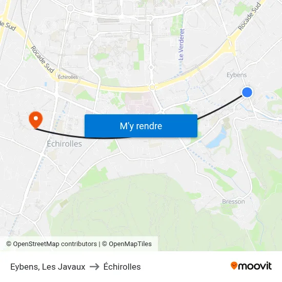 Eybens, Les Javaux to Échirolles map