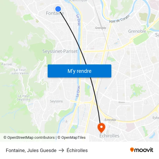 Fontaine, Jules Guesde to Échirolles map