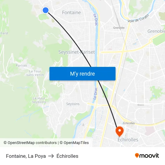 Fontaine, La Poya to Échirolles map