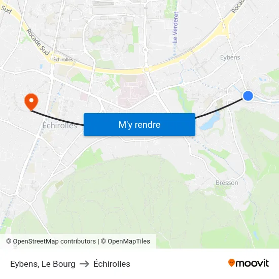 Eybens, Le Bourg to Échirolles map