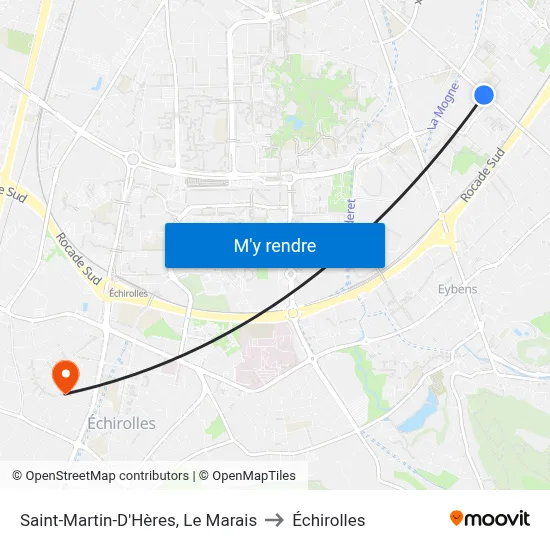 Saint-Martin-D'Hères, Le Marais to Échirolles map
