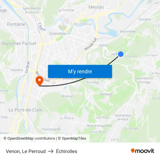 Venon, Le Perroud to Échirolles map