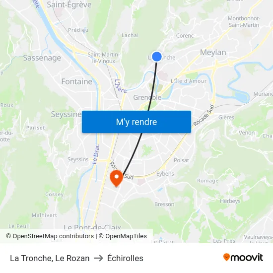 La Tronche, Le Rozan to Échirolles map