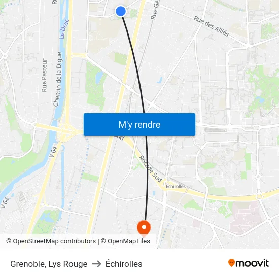 Grenoble, Lys Rouge to Échirolles map
