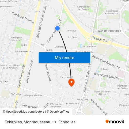 Échirolles, Monmousseau to Échirolles map