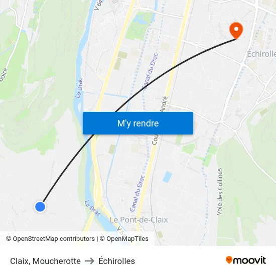 Claix, Moucherotte to Échirolles map