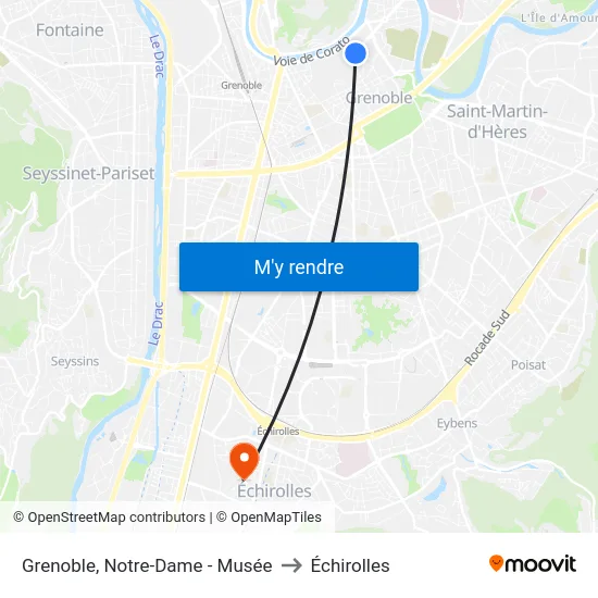 Grenoble, Notre-Dame - Musée to Échirolles map
