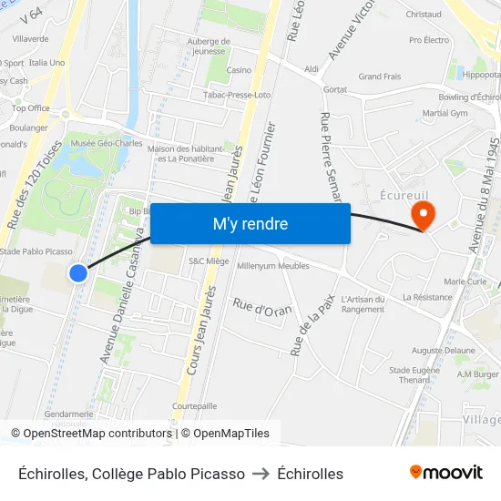 Échirolles, Collège Pablo Picasso to Échirolles map