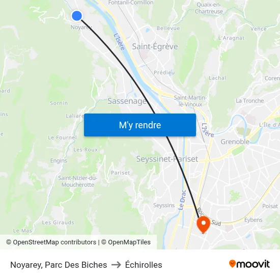 Noyarey, Parc Des Biches to Échirolles map