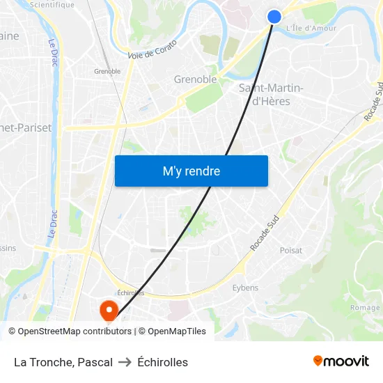 La Tronche, Pascal to Échirolles map
