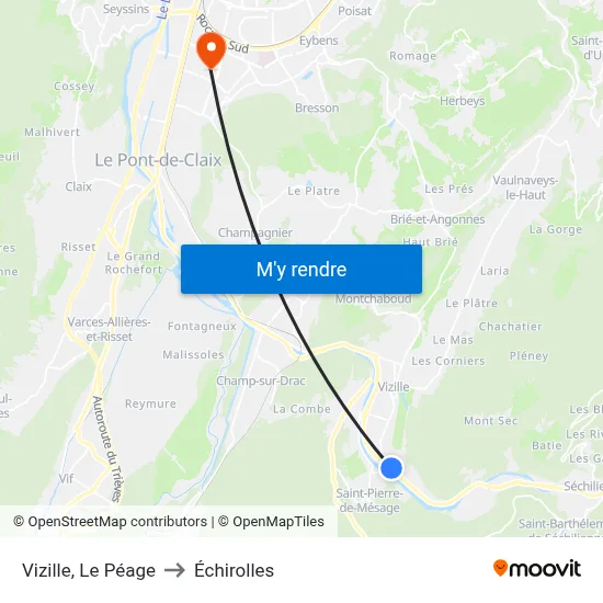 Vizille, Le Péage to Échirolles map