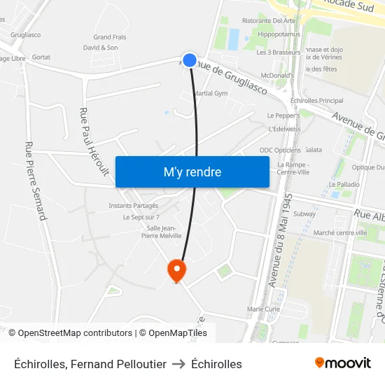 Échirolles, Fernand Pelloutier to Échirolles map