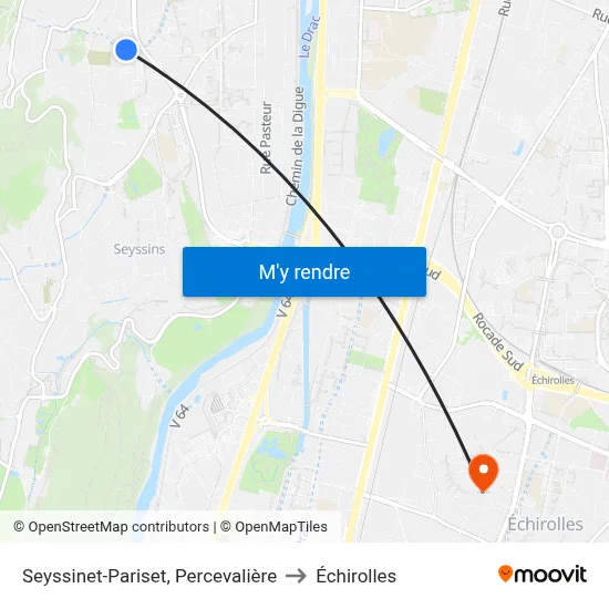 Seyssinet-Pariset, Percevalière to Échirolles map