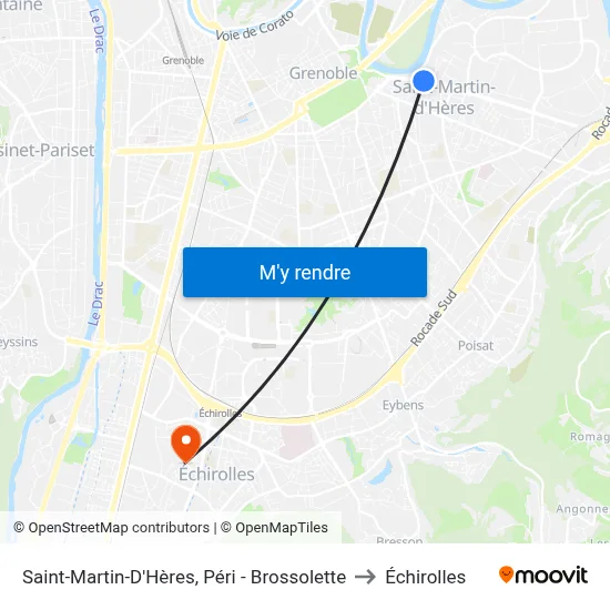 Saint-Martin-D'Hères, Péri - Brossolette to Échirolles map