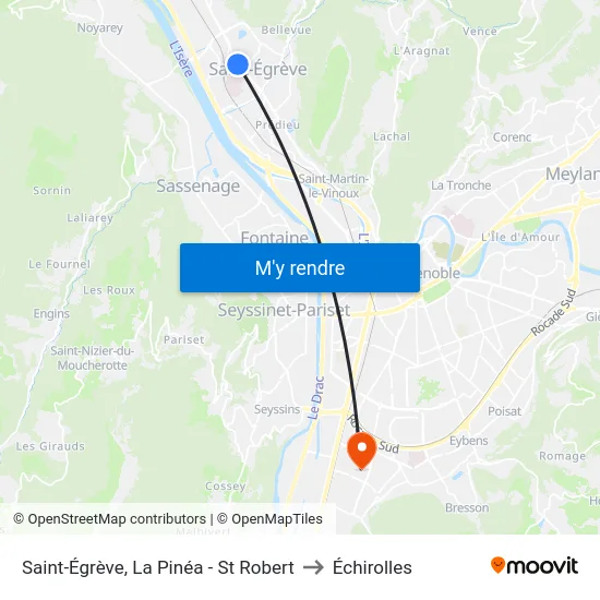 Saint-Égrève, La Pinéa - St Robert to Échirolles map