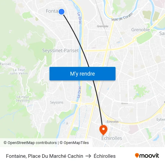 Fontaine, Place Du Marché Cachin to Échirolles map