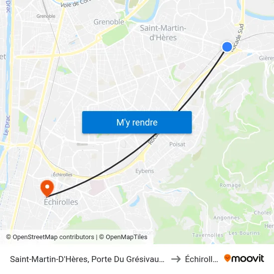 Saint-Martin-D'Hères, Porte Du Grésivaudan to Échirolles map