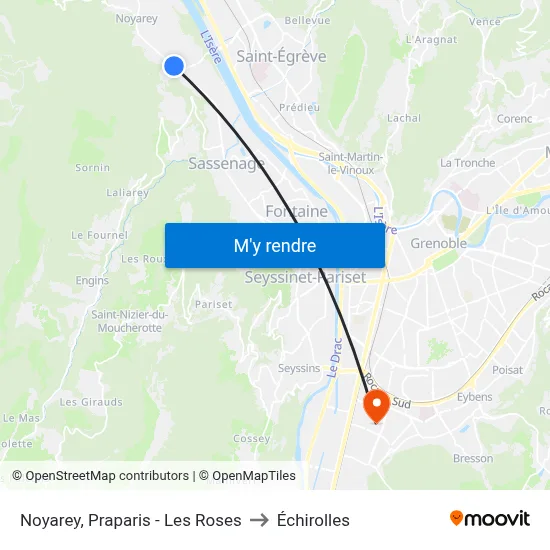 Noyarey, Praparis - Les Roses to Échirolles map
